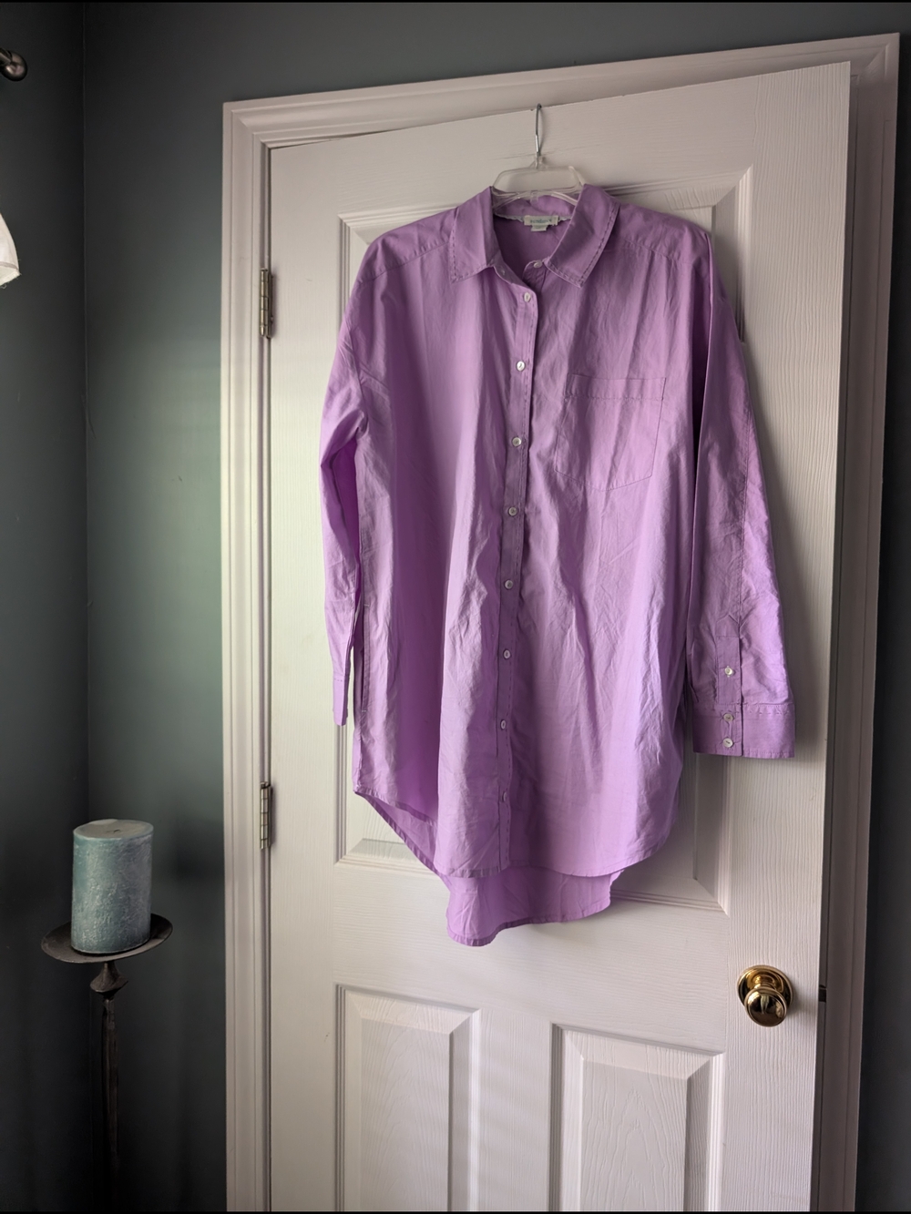 Sundance Lavender Button-Up Cotton Blouse/Tunic